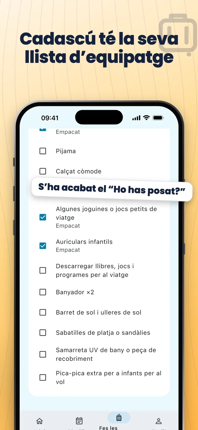 Llistes d’equipatge individuals — Packfolk