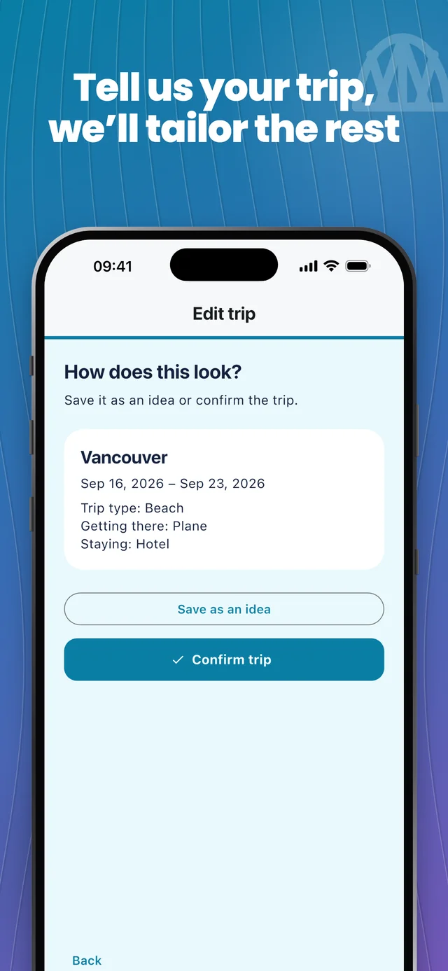 Add your trip details — Packfolk