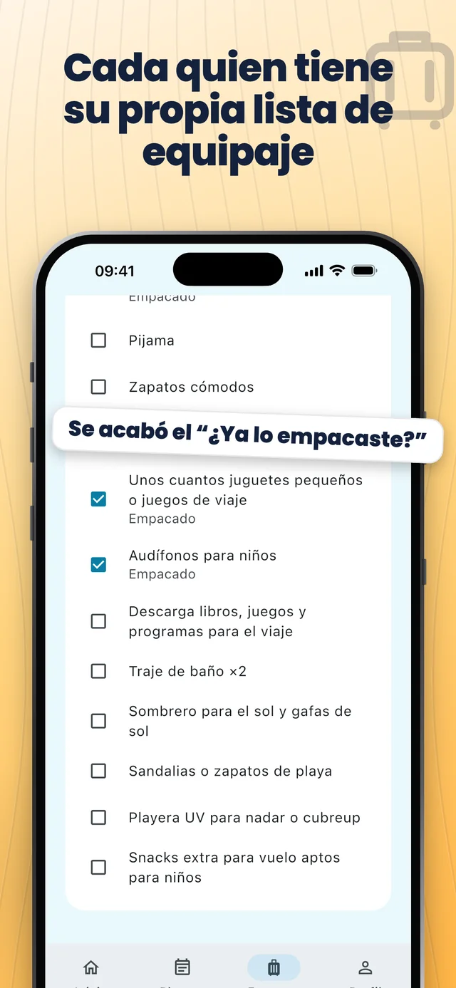 Listas de equipaje individuales — Packfolk