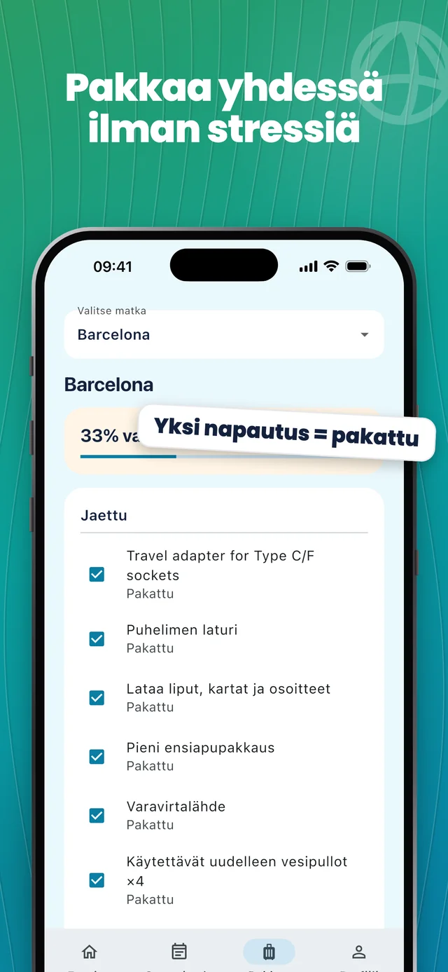 Tarkista pakkauslista — Packfolk