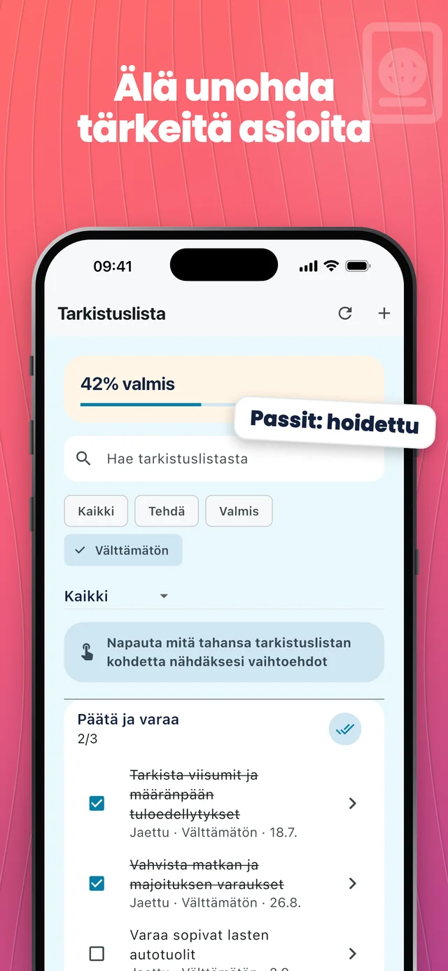 Muista tärkeät tavarat — Packfolk