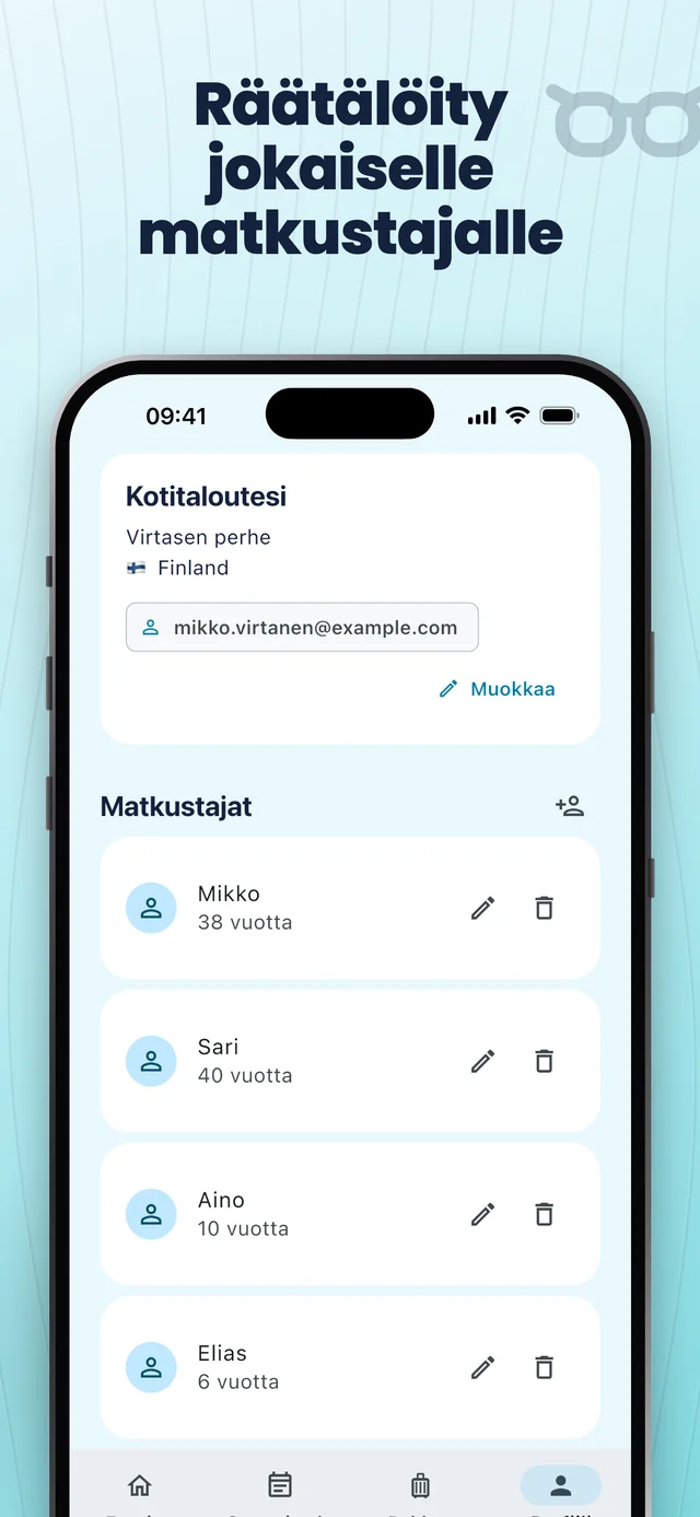 Määritä matkustajasi — Packfolk