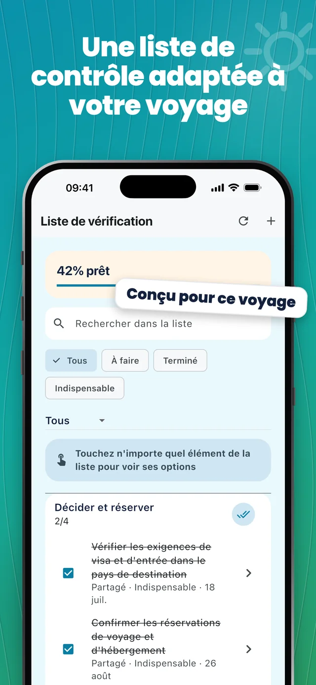 Une liste de contrôle pour votre voyage — Packfolk