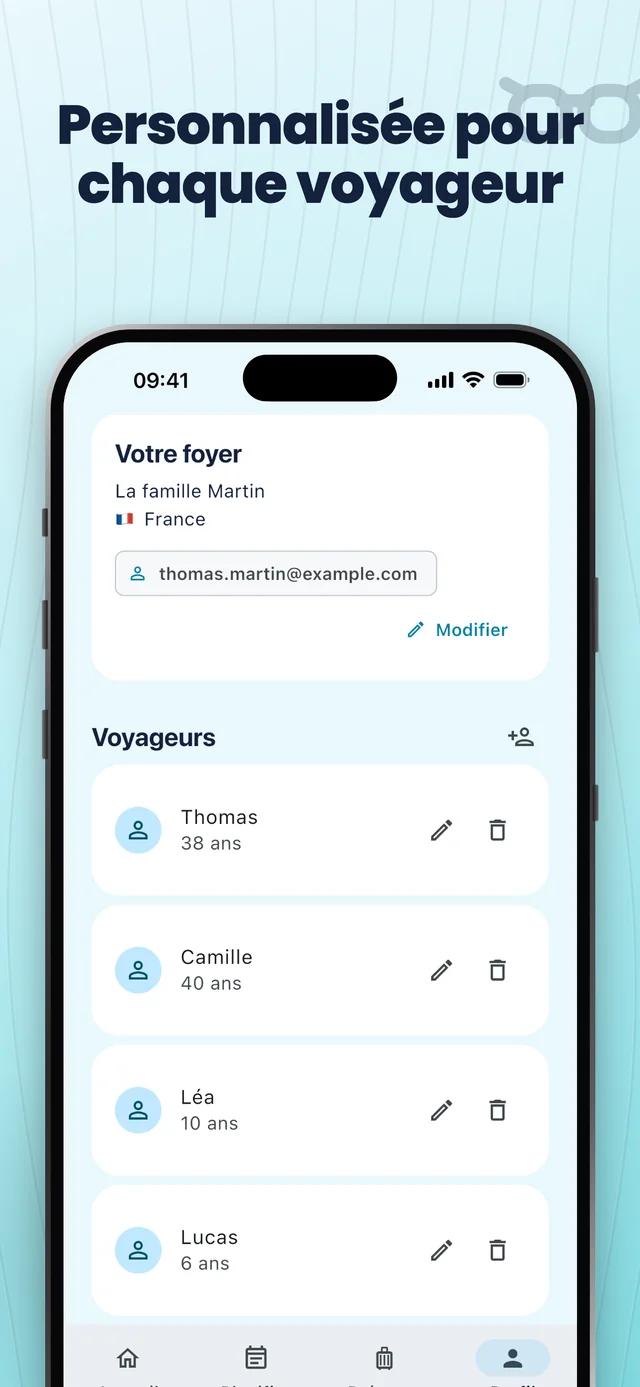Configurez vos voyageurs — Packfolk