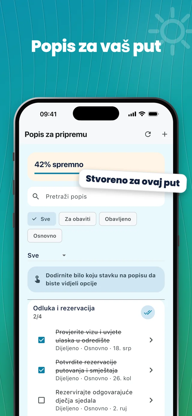 Kontrolni popis za vaše putovanje — Packfolk