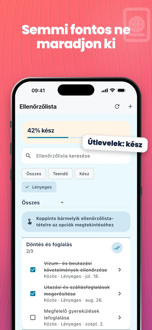 Ne feledd a fontos tételeket — Packfolk