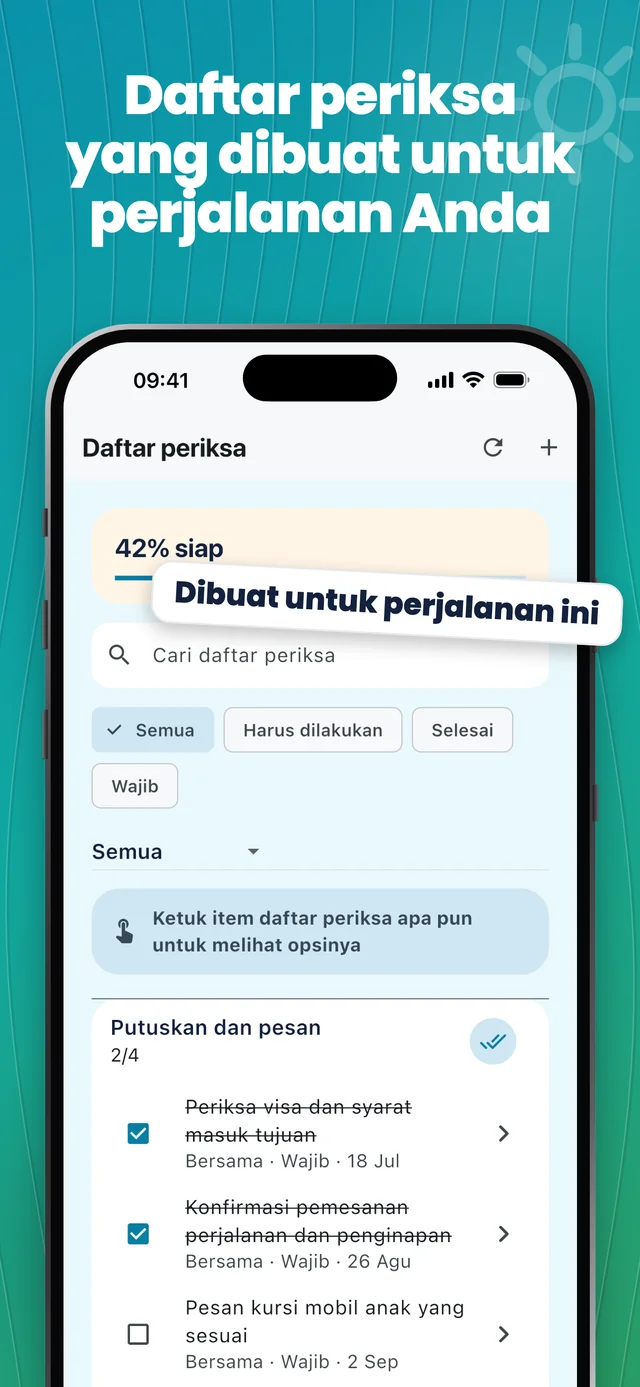 Daftar periksa untuk perjalanan Anda — Packfolk