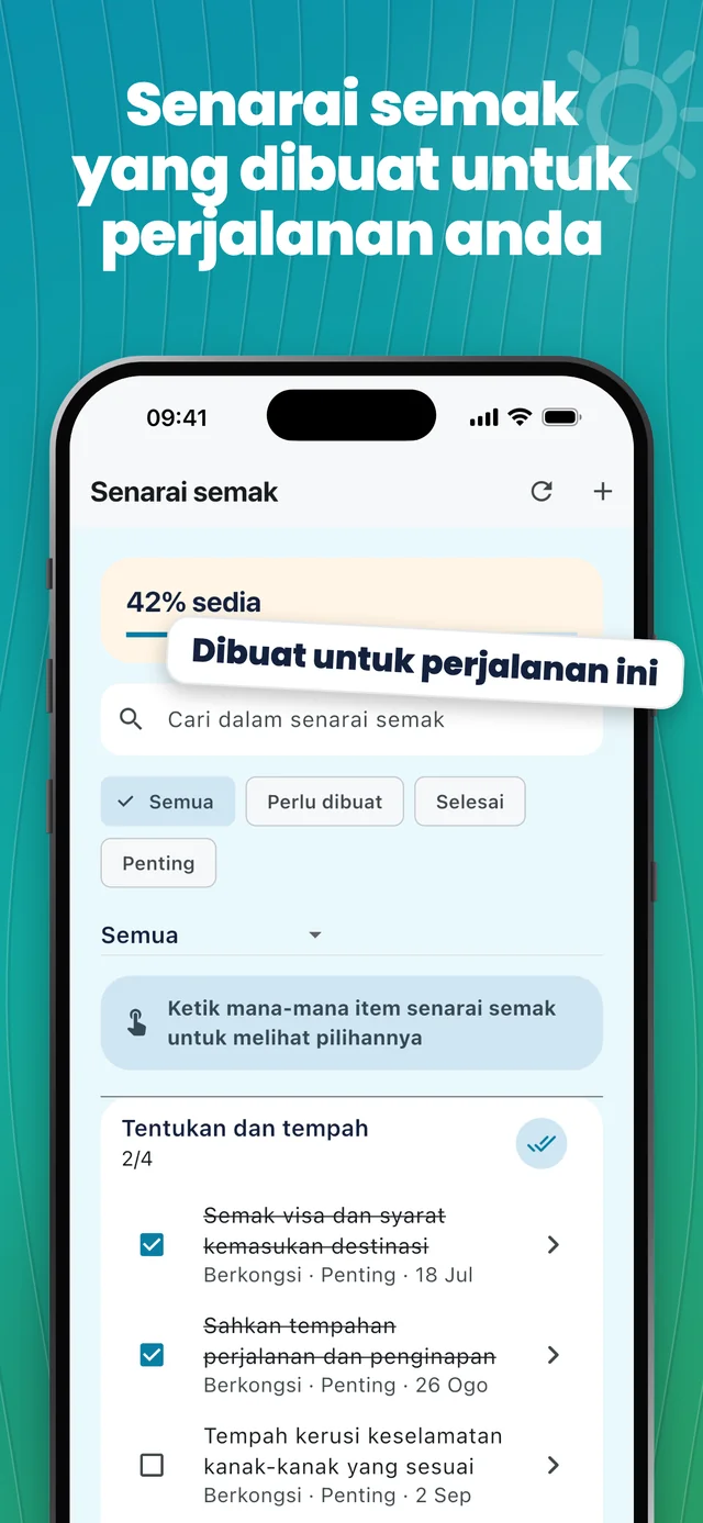 Senarai semak untuk perjalanan anda — Packfolk