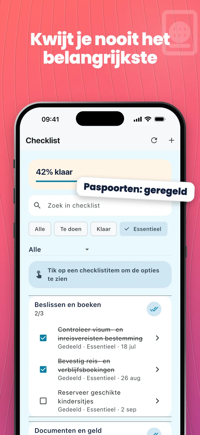 Onthoud de belangrijke items — Packfolk