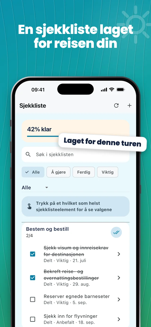 En sjekkliste for turen din — Packfolk