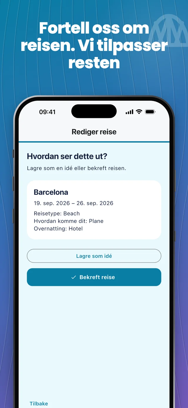 Legg inn reisedetaljene dine — Packfolk