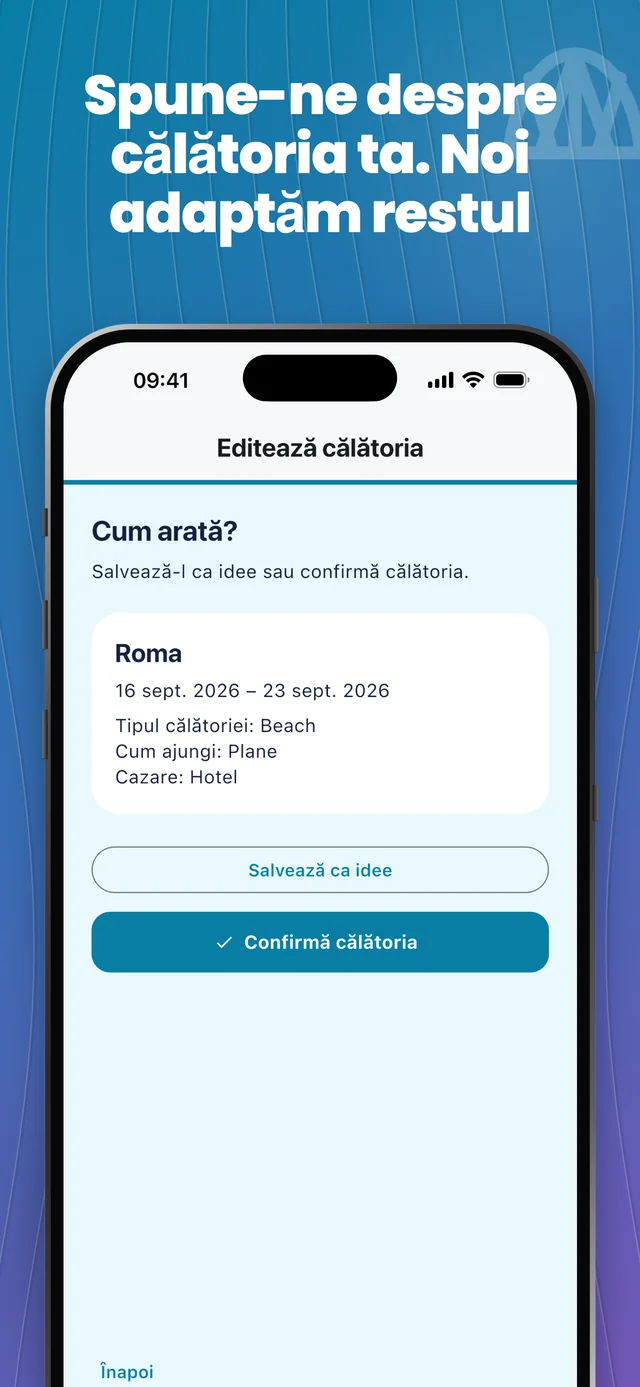 Adaugă detaliile călătoriei — Packfolk