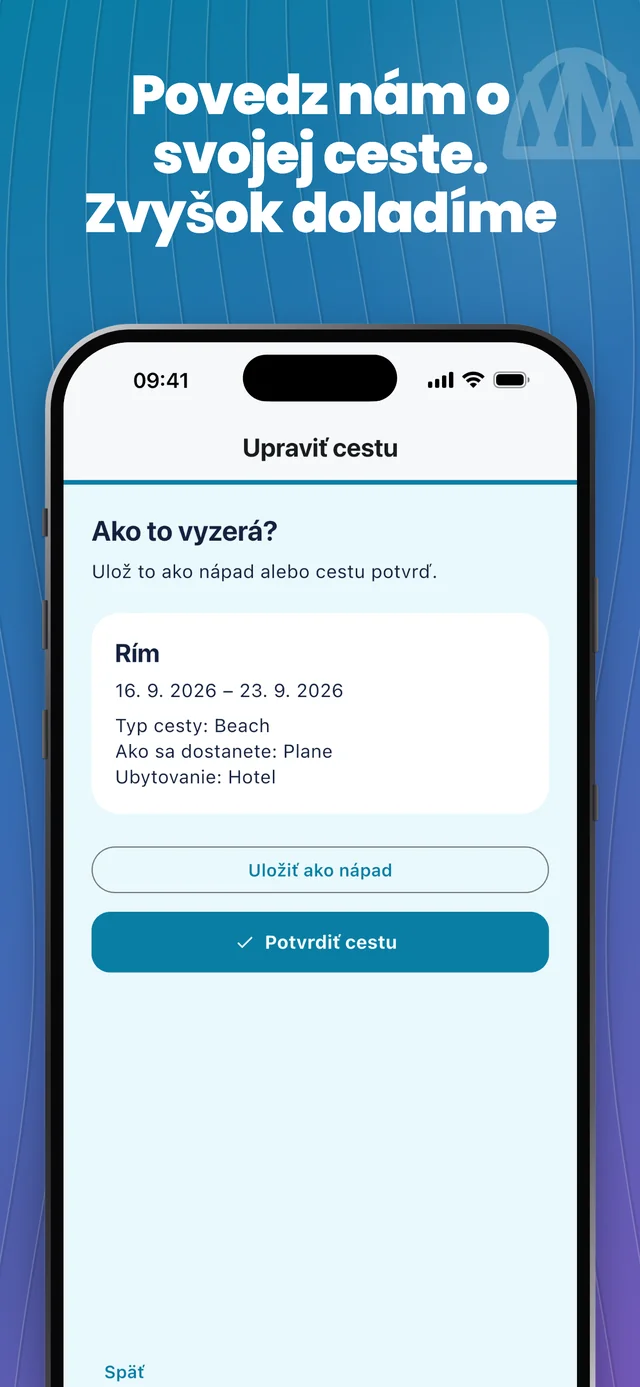 Pridajte údaje o ceste — Packfolk