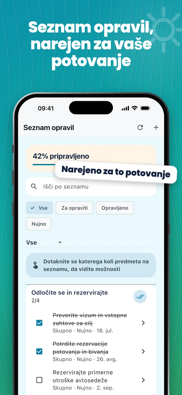 Kontrolni seznam za vaše potovanje — Packfolk
