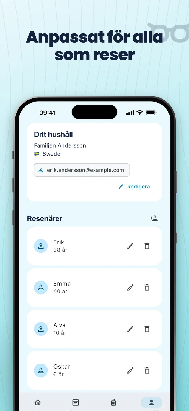 Ställ in dina resenärer — Packfolk