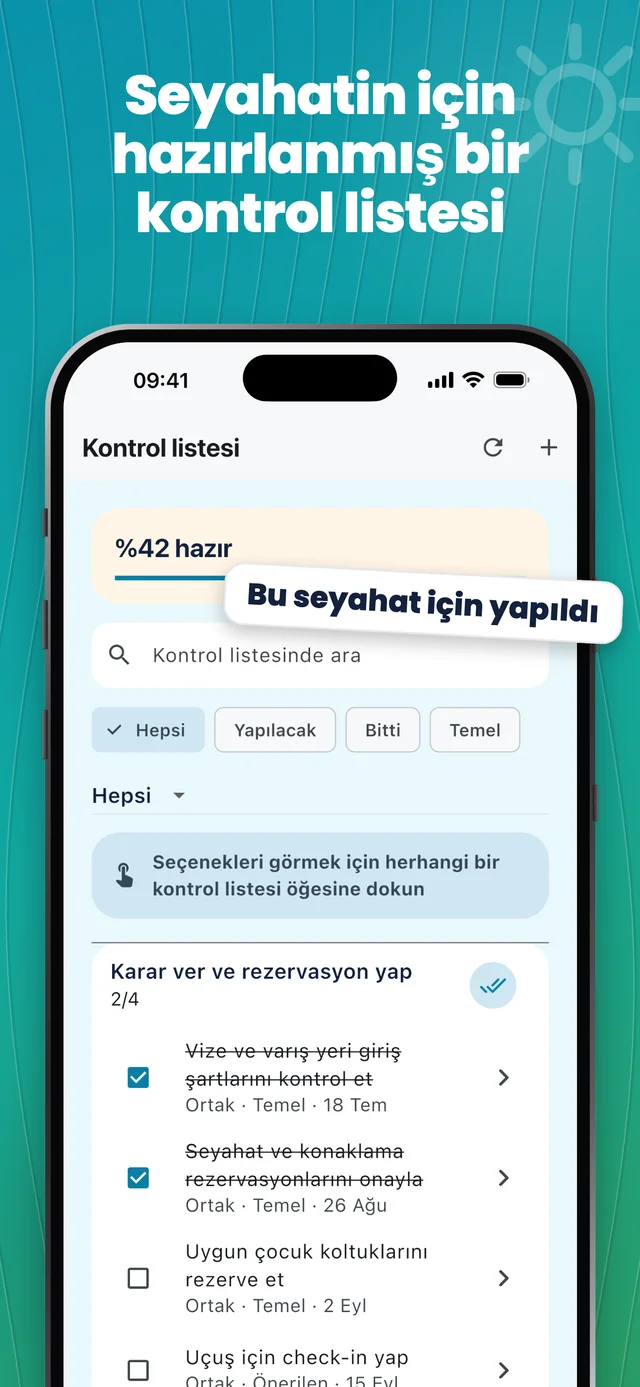 Seyahatiniz için bir kontrol listesi — Packfolk
