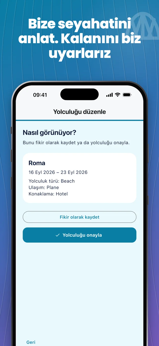 Seyahat bilgilerinizi ekleyin — Packfolk