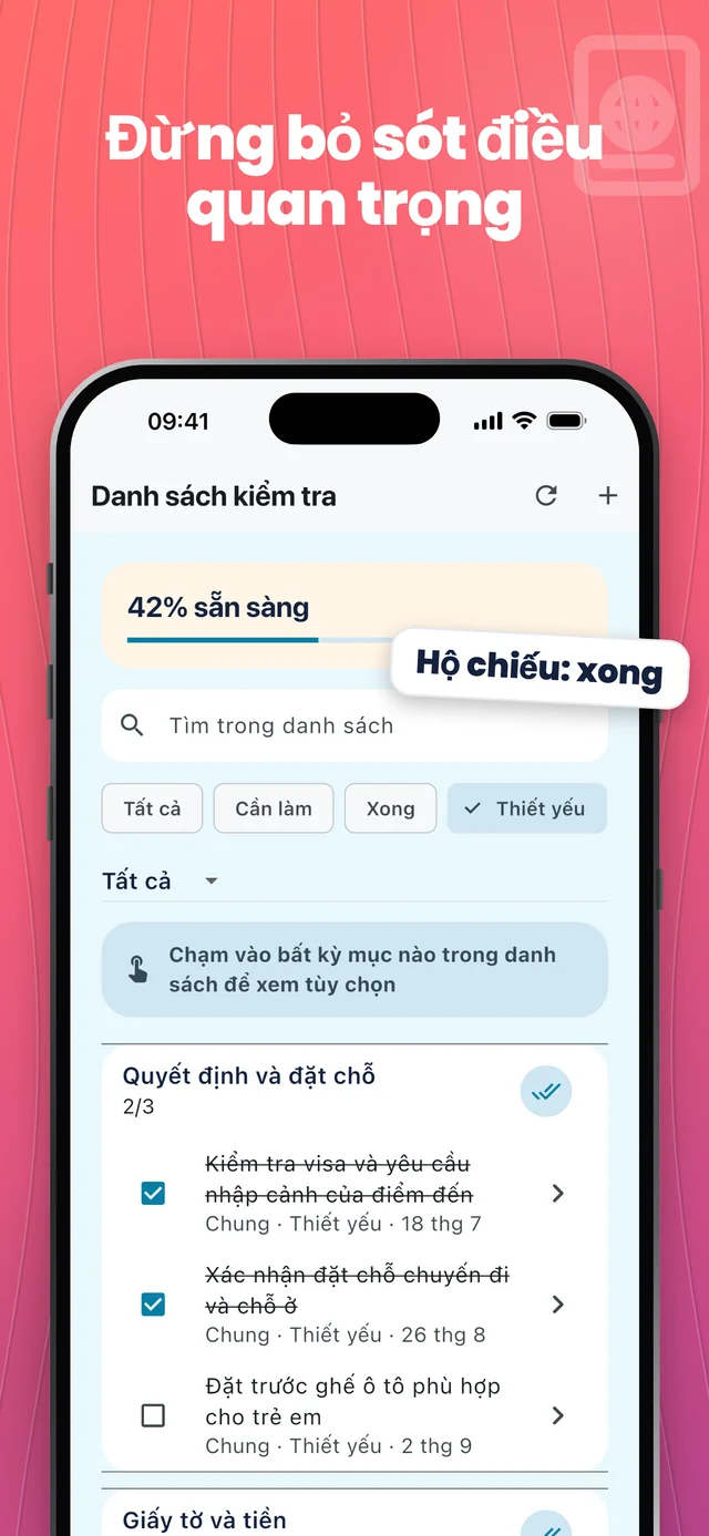 Nhớ các mục quan trọng — Packfolk